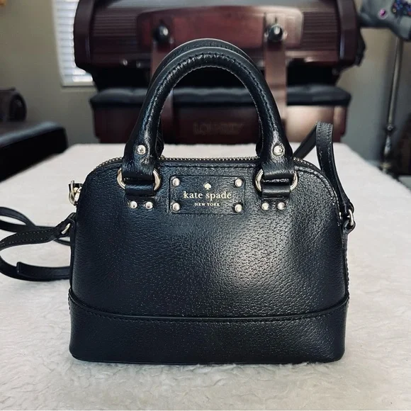 Kate Spade Jenny Southport Avenue Black Leather 2way Satchel/Crossbody Small Bag - Picture 14 of 16